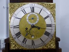 JOHN FRY, MALKSHAM, A GEORGE III MAHOGANY LONG CASED CLOCK, THE SQUARED BRASS DIAL WITH SILVERED