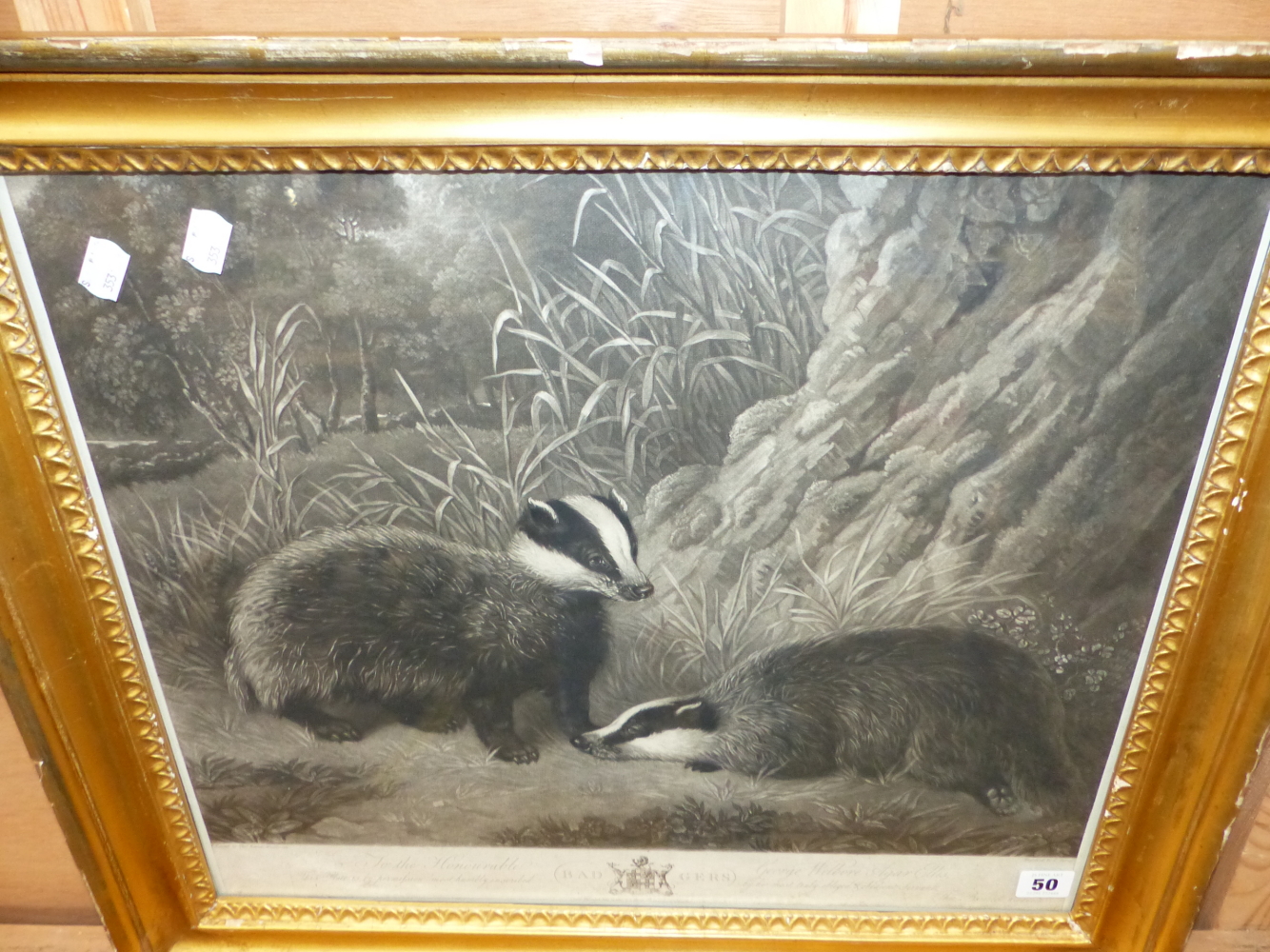 AFTER THOMAS BENNETT AN ANTIQUE MEZZOTINT OF BADGERS, PERIOD GILT FRAME 42 x 51cms - Image 16 of 18