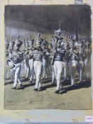 FRANK ALGERNON STEWART (1877-1945), THE BAND OF THE SCOTS GUARDS, WEMBLEY 1924, GRISAILLE AND