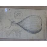 A RARE ANTIQUE BALLOONING PRINT ORIGINALLY PUBLISHED BY FORES IN 1784, IT CELEBRATES LUNARDI'S GRAND