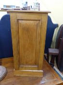 A DRESS MAKERS DUMMY AND AN ASH BEDSIDE CABINET.