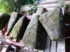 TWO VERY LARGE STADDLE STONES AND TOPS.
