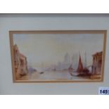 19th CENTURY ENGLISH SCHOOL. A PAIR OF VENETIAN VIEWS, WATERCOLOUR. 12 x 20cms (2)