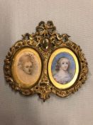 A PAIR OF WATERCOLOUR PORTRAIT MINIATURES OF QUEEN ELIZABETH AND OF A CHARLES 1ST COURT LADY, THE GI