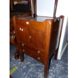 AN ANTIQUE MAHOGANY TRAY TOP NIGHT STAND.