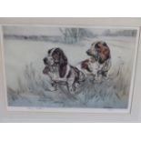 HENRY WILKINSON. THREE PENCIL SIGNED COLOUR ETCHINGS OF DOGS. TOGETHER WITH A PENCIL SIGNED