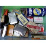 A QUANTITY OF VINTAGE TINS TO INCLUDE BLUEBELL, OVALTINE, GERMOPLAST, TCP, POTTER'S, ASPRIN ETC