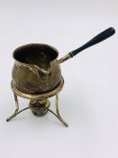 SILVER BRANDY WARMER. PAN, STAND AND HEATER. FOR HAMILTON & INCHES, EDINBURGH. DATED 1907,