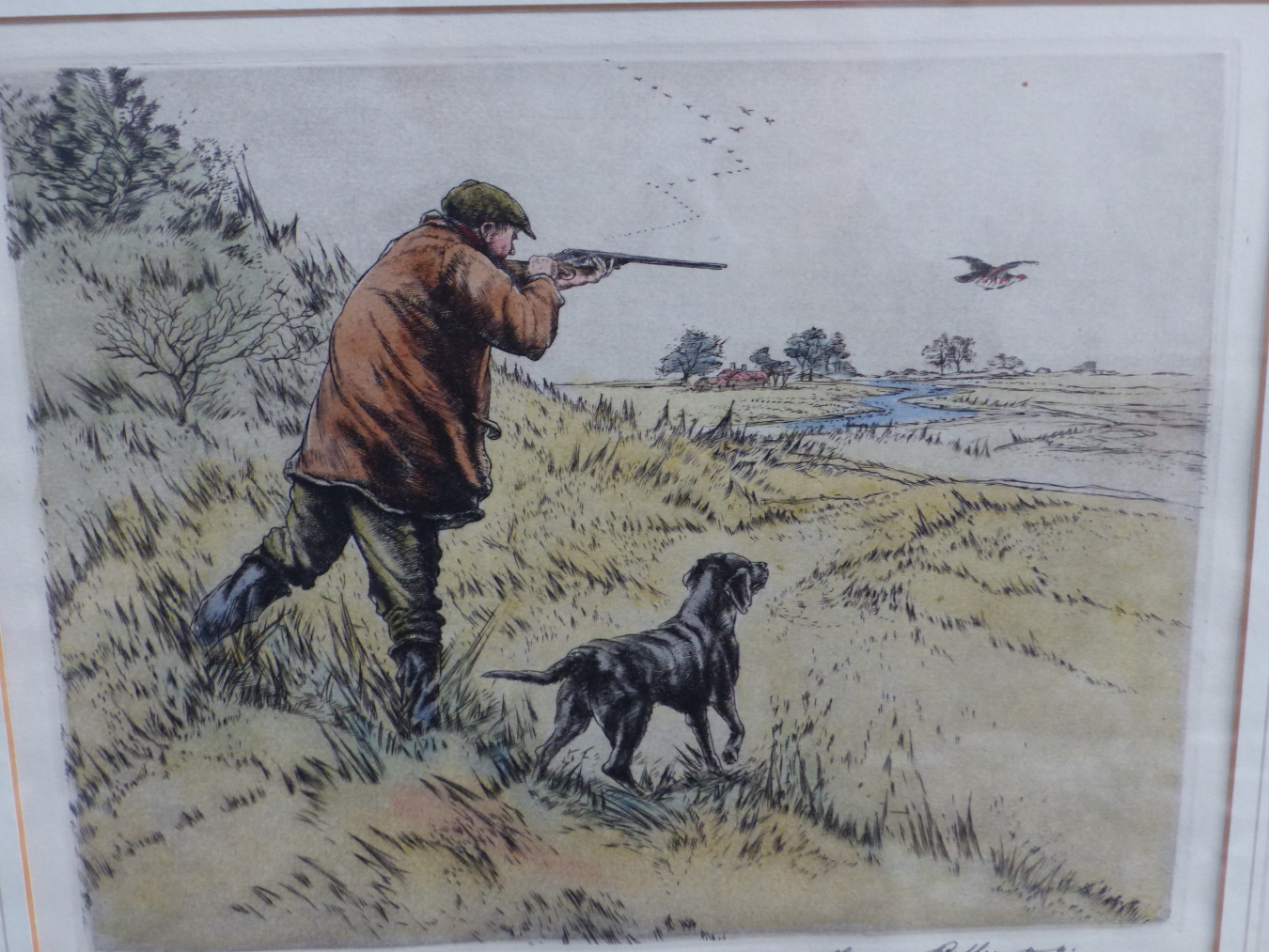 A LIMITED EDITION COLOUR SHOOTING PRINT BY HENRY WILKINSON, TOGETHER WITH A PAIR OF ANTIQUE SHOOTING - Image 8 of 8