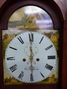 G COATES BIRMINGHAM, AN EARLY 19th. C. INLAID OAK LONG CASED CLOCK, THE DIAL PAINTED WITH