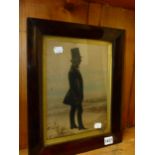 ENGLISH VICTORIAN SCHOOL. TWO SILHOUETTES OF GILT HEIGHTENED STANDING FIGURES, ROSEWOOD FRAMES. 26 x