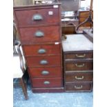 A MAHOGANY NEST OF SIX DRAWERS TOGETHER WITH A FURTHER NEST OF FOUR.