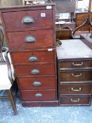 A MAHOGANY NEST OF SIX DRAWERS TOGETHER WITH A FURTHER NEST OF FOUR.