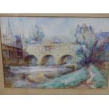 TWO 20th.C. LANDSCAPE WATERCOLOURS, ONE SIGNED INDISTINCTLY (2).