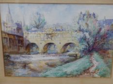 TWO 20th.C. LANDSCAPE WATERCOLOURS, ONE SIGNED INDISTINCTLY (2).