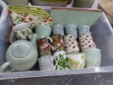 A LARGE QUANTITY OF PLANTERS, METAL JUGS AND TROUGHS, DECORATIVE MUGS AND HOMEWARES, TO INCLUDE ROYA