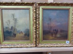 M GROPLAN? (19th/20th CENTURY) A PAIR OF NORTH AFRICAN VIEWS. SIGNED OIL ON PANEL 30 x 26cms (2)