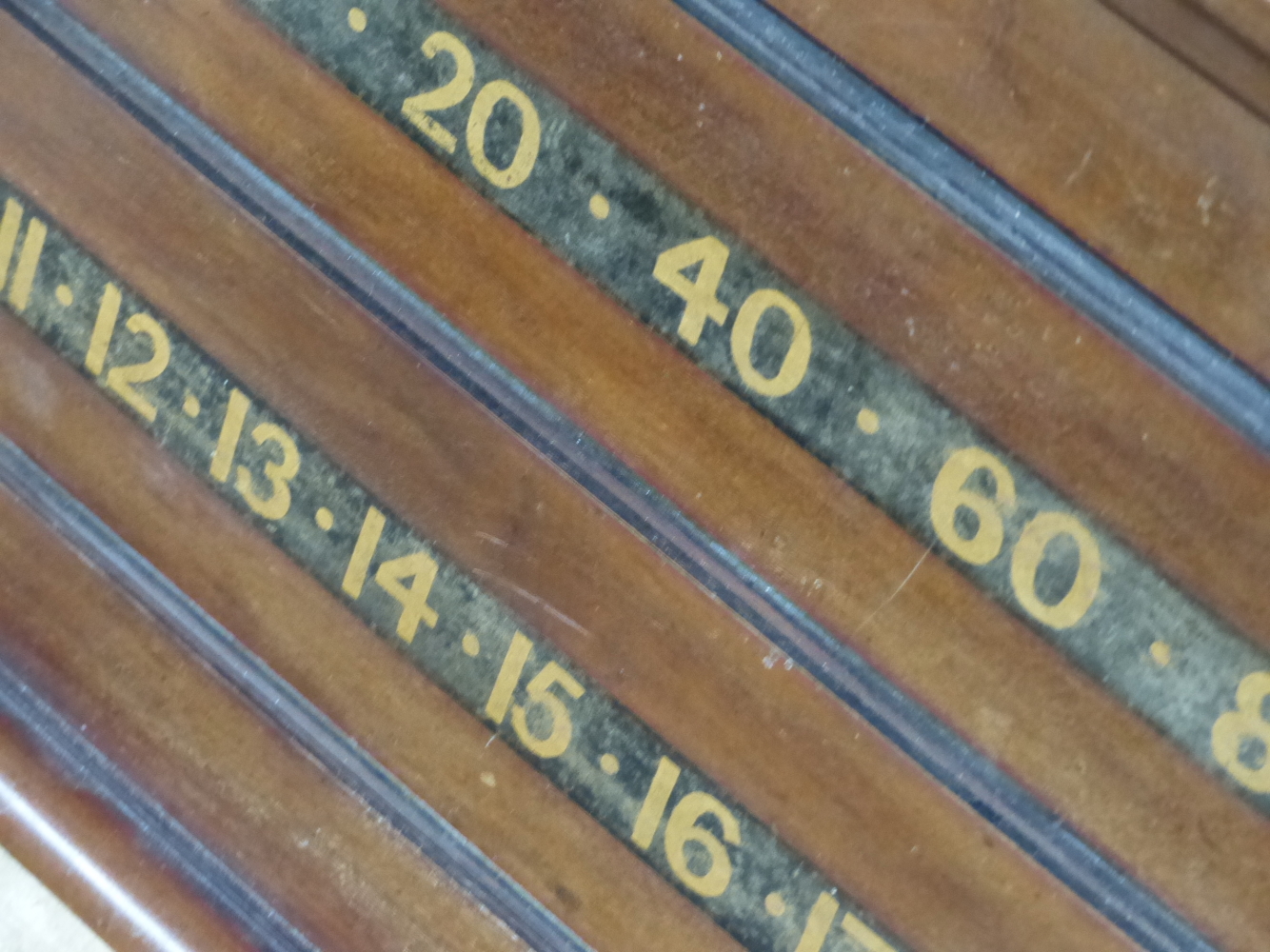 AN ANTIQUE MAHOGANY BILLIARD SCORE BOARD, BY STEVENS AND SONS, 50 x 98cms - Image 13 of 14