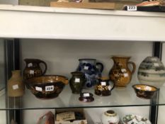 A COLLECTION OF ART POTTERY SIGNED WETHERIGGS PENRITH, A GERMAN EWER AND OTHER PIECES