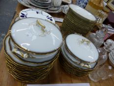 A THEODORE HAVILAND LIMOGES PART DINNER SERVICE WITH BLUE AND GILT RIMS, TOGETHER WITH A MINTONS