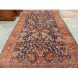 AN ANTIQUE PERSIAN BIDJAR CARPET, 379 x 221cms