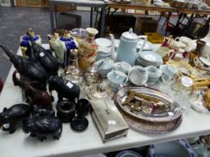 VARIOUS CHINA WARES AND DECORATIVE WARES TO INCLUDE ROYAL WORCESTER, WOODLAND PATTERN, PLATED WARES,