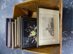 EIGHT HAND PAINTED FRAMED PICTURES SIGNED ANNE B GILL, AND A ANTIQUE ENGRAVING BOLSOVER CASTLE