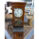 A NATIONAL TIME RECORDER OAK CASED CLOCKING IN CLOCK. H 109cms.