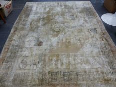 AN UNUSUAL PART SILK ORIENTAL CARPET OF CHINESE DESIGN, 320 x 238cms