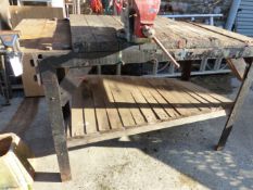 HEAVY STEEL FRAMED WORK BENCH WIDTH 1400mm DEPTH 740mm HEIGHT 900mm