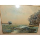 J.N.C. BEHRENS EARLY 20th C. A RIVER VIEW, SIGNED, WATERCOLOUR. 26 x 35cms