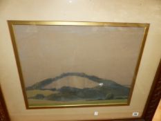 AN INTERESTING EARLY 20TH CENTURY LANDSCAPE WATERCOLOUR, INDISTINCT LABEL VERSO, 36 x 46cm