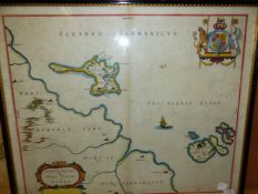 AFTER CAPT. G COLLINS. AN ANTIQUE HAND COLOURED MAP OF NEWCASTLE UPON TYNE. 48 x 60cms. TOGETHER
