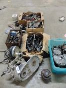 NORTON ENGINE CASING AND COLLECTION OF VARIOUS MOTORCYCLE PARTS