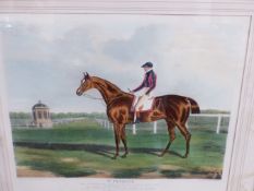 AFTER J.F. HERRING. A HAND COLOURED PRINT OF THE RACE HORSE ST. PATRICK. 37 x 44cms TOGETHER WITH