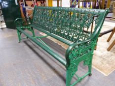 A VICTORIAN CAST IRON GARDEN BENCH DESIGNED 1870 BY DR CHRISTOPHER DRESSER FOR COALBROOKDALE