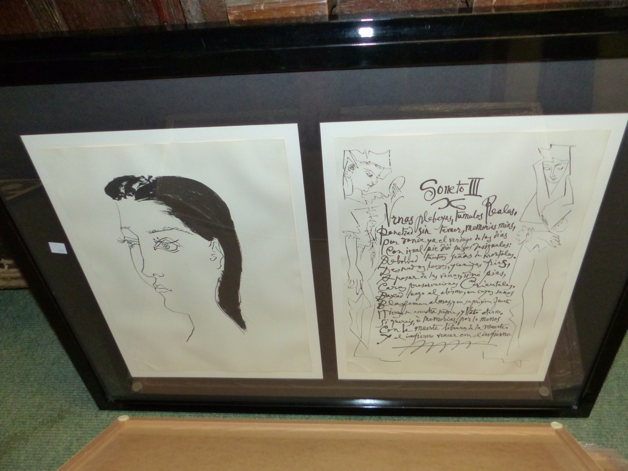 AFTER PABLO PICASSO (1881-1973) ARR. FOUR BLACK AND WHITE FRAMED PRINTS OF PORTRAITS WITH TEXTS, SUB - Image 3 of 4
