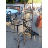WROUGHT IRON POT STAND , A PAIR OF WALL BRACKETS ETC
