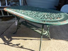 CAST METAL GARDEN TABLE LENGTH 1420mm WIDTH 810mm HEIGHT 720mm