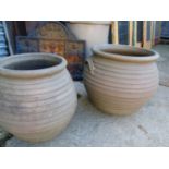 TWO GARDEN PLANTERS BY HODE POTTERY TALLEST 480mm