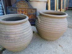 TWO GARDEN PLANTERS BY HODE POTTERY TALLEST 480mm