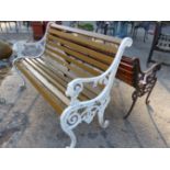 TWO GARDEN BENCHES, BOTH WITH CAST METAL ENDS, WIDTH 1260mm