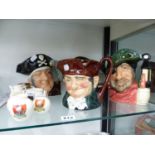 FIVE ROYAL DOULTON CHARACTER JUGS AND FIVE CRESTED WARES