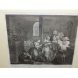 AFTER W. HOGARTH. SET OF SIX ANTIQUE PRINTS THE RAKES PROGRESS. 36 x 41 cms (6)