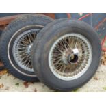 APAIR OF JAGUAR E-TYPE WIRE WHEELS