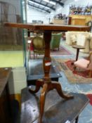 A 19th C. ELM OCTAGONAL TABLE ON BALUSTER COLUMN AND TRIPOD WITH LONG NOSE CLUB FEET. W 51.5 x D