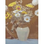DOUGLAS G. BURRAGE (20th C. SCHOOL) COTTAGE GARDEN FLOWERS, SIGNED GOUACHE 62 x 47cms