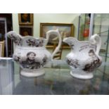 A GOODWIN, BRIDGWOOD AND HARRIS JUG PRINTED IN COMMEMORATION OF THE DEATH OF GEORGE IV TOGETHER WITH