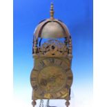 AN 18TH CENTURY BRASS CASED LANTERN CLOCK