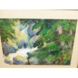 AIRACA B. DALEN (20th C.) ARR MOUNTAIN TORRENT., SIGNED WATERCOLOUR 36 x 51cms TOGETHER WITH THREE